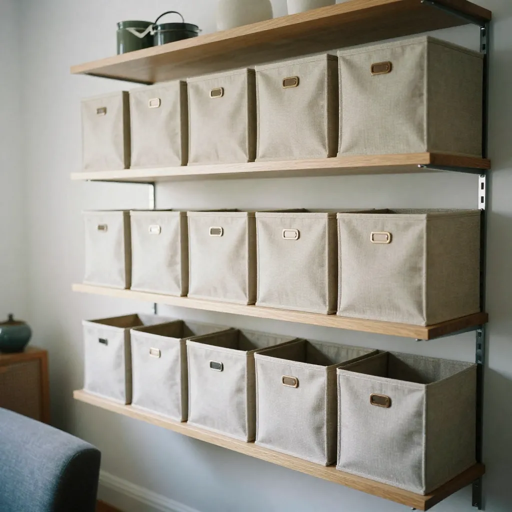 Set of three small fabric storage cubes