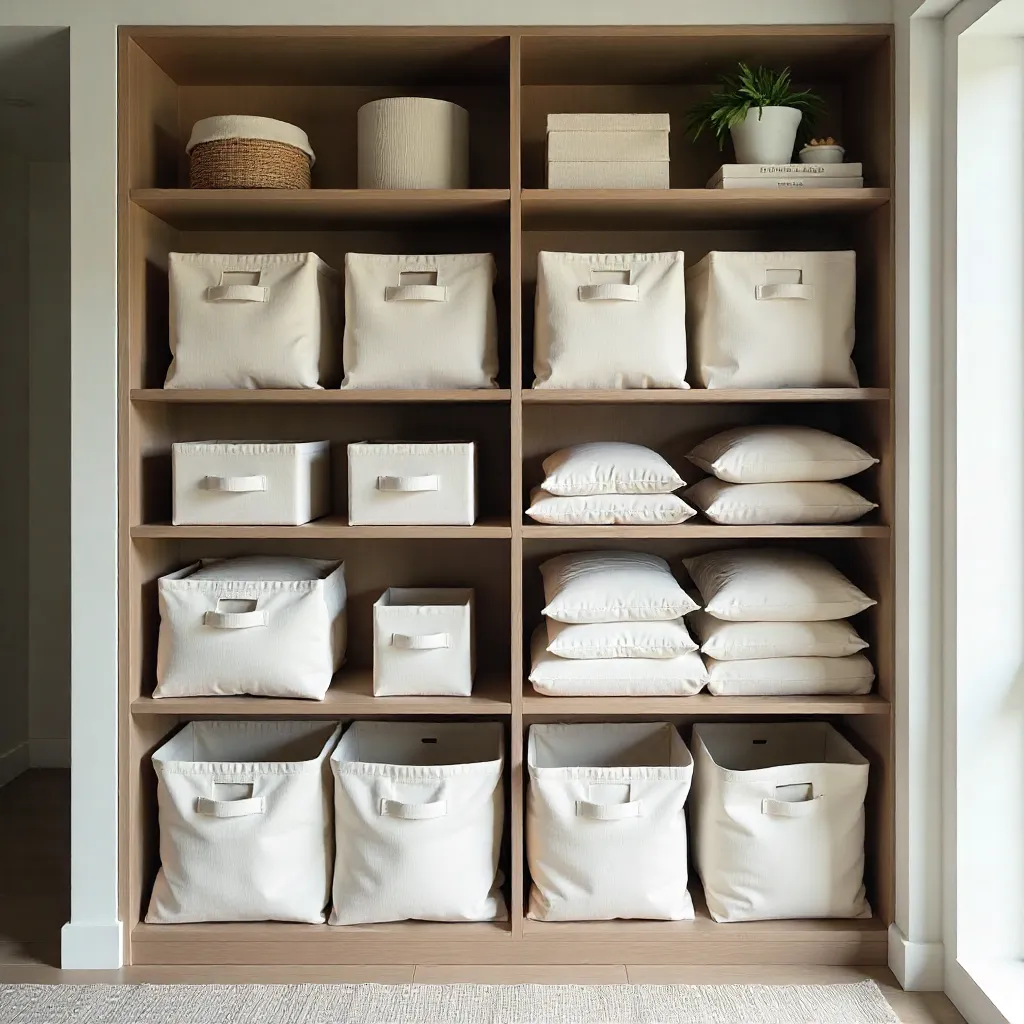 Organized space with fabric storage